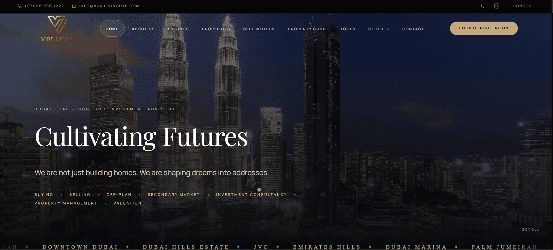 Vibe Living DXB — Real Estate & Custom CMS